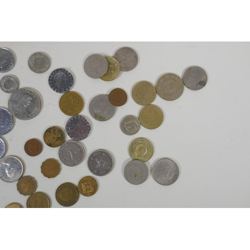 132 - A quantity of vintage world coinage and bank notes, including pre-Euro