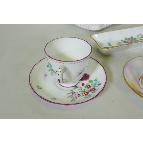 183 - Two Doulton figures, The Last Waltz, and various Staffordshire tea cups and saucers including Lowest... 