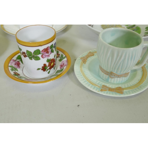 183 - Two Doulton figures, The Last Waltz, and various Staffordshire tea cups and saucers including Lowest... 