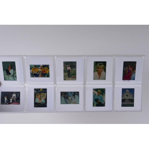 203 - A set of ten photographic slides depicting Princess Diana and a set of accompanying photographs, 10 ... 