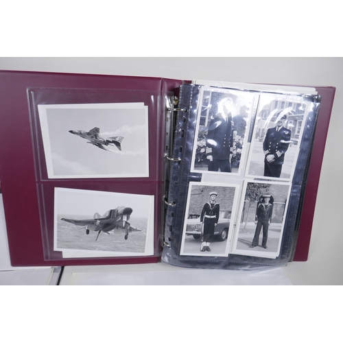 205 - Two albums of naval and air force photographs, largest photos 40 x 30cm