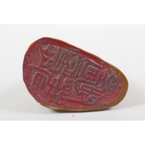 224 - A Chinese soapstone seal, 6cm high