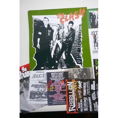 240 - A quantity of punk ephemera to include shop display signs, stickers, flyers, press photos, newspaper... 