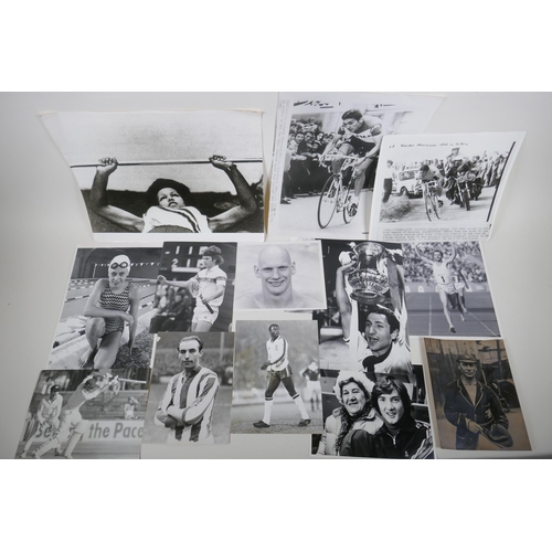 242 - A quantity of sporting press photographs depicting Garth Crooks, Geoff Boycott, John McEnroe, Stanle... 