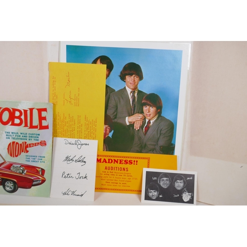 259 - A quantity of Monkees memorabilia to include fan club correspondence, flyers, newspaper cuttings, re... 