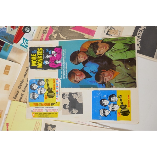 259 - A quantity of Monkees memorabilia to include fan club correspondence, flyers, newspaper cuttings, re... 