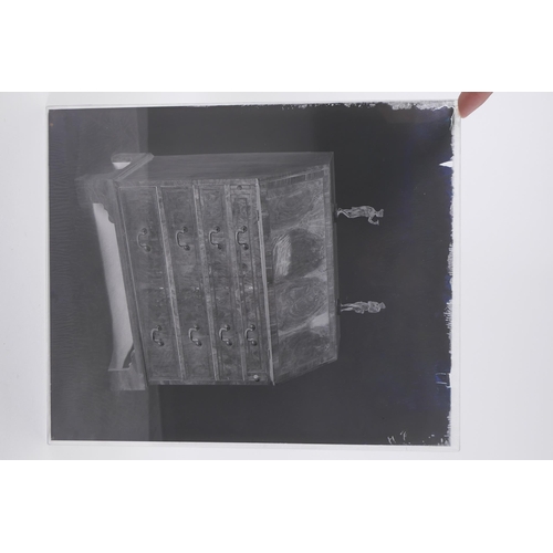 262 - A collection of 19 early to mid century glass plate negative photographs of antiques, possibly Marcu... 