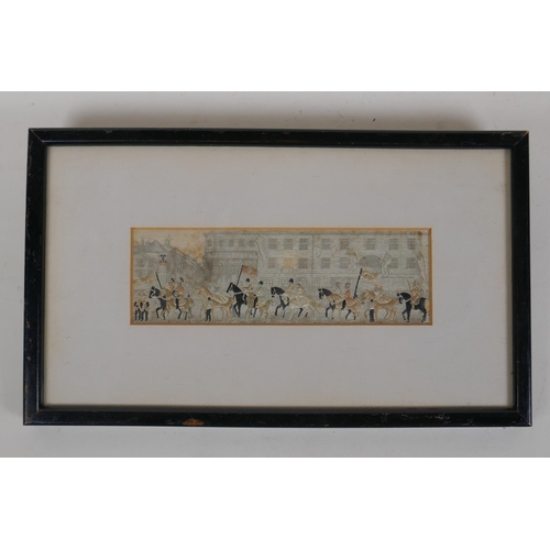 265 - A Victorian silk stevengraph depicting the Lady Godiva procession, 15 x 15cm