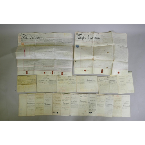 277 - A quantity of assorted C19th and early C20th deeds, indentures and mortgage certificates etc