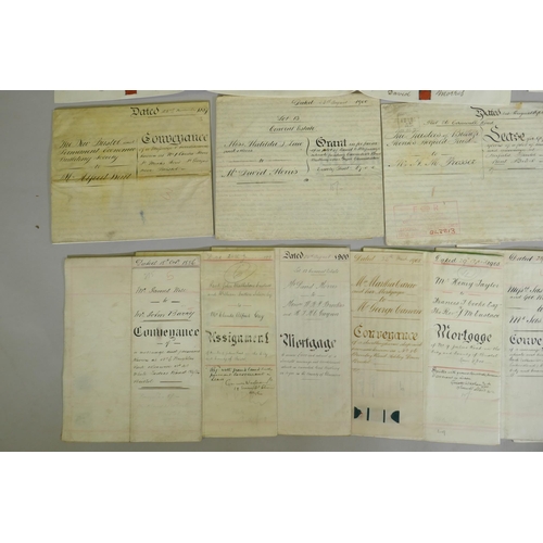 277 - A quantity of assorted C19th and early C20th deeds, indentures and mortgage certificates etc