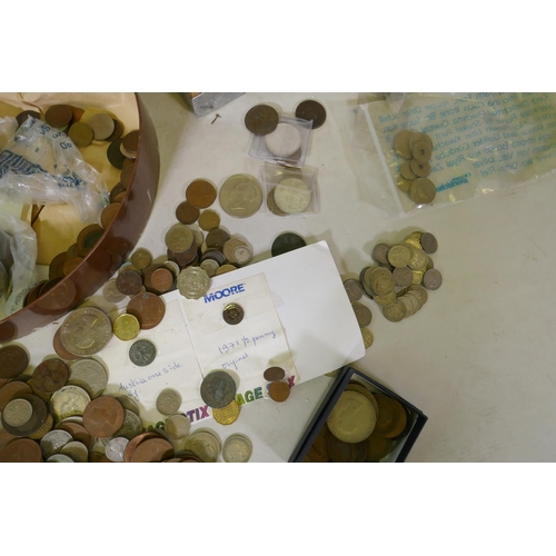 279 - A quantity of UK and world coins and banknotes, C20th