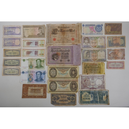 295 - A quantity of world banknotes, largest 9 x 11cm