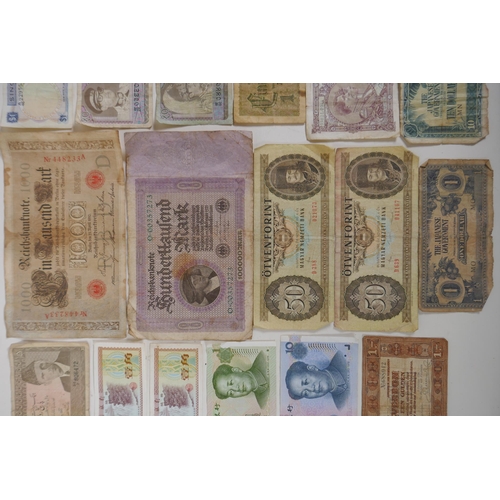 295 - A quantity of world banknotes, largest 9 x 11cm