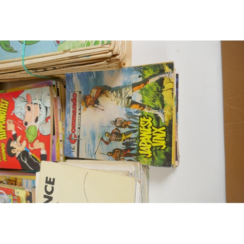 319 - A quantity of vintage British comics to include Scream, Sparky, Buster, Sooty, Commando etc, and a q... 