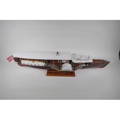 324 - A scratch built model of a Danish paddle steamer, Hjejlen, 89cm long