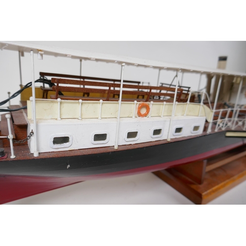 324 - A scratch built model of a Danish paddle steamer, Hjejlen, 89cm long