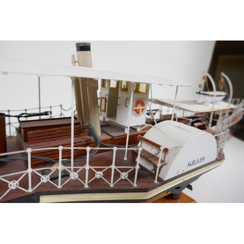 324 - A scratch built model of a Danish paddle steamer, Hjejlen, 89cm long