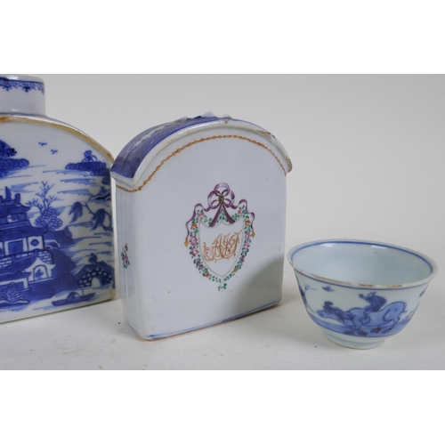 327 - A pair of Chinese Imari porcelain dishes with lobed rims, a Chinese Imari bowl, three blue and white... 