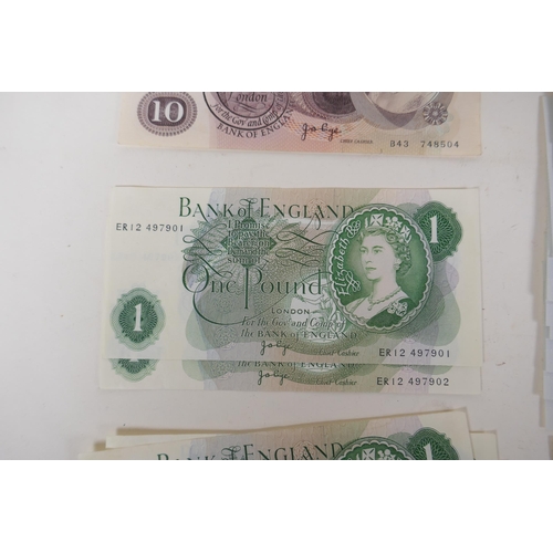 345 - A quantity of UK bank notes including consecutive runs