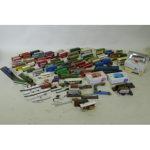 36 - A quantity of collector's die cast model buses, trains, ships etc