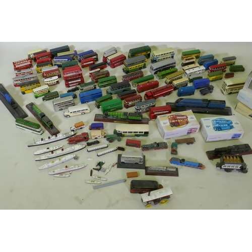 36 - A quantity of collector's die cast model buses, trains, ships etc