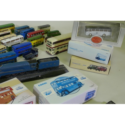 36 - A quantity of collector's die cast model buses, trains, ships etc