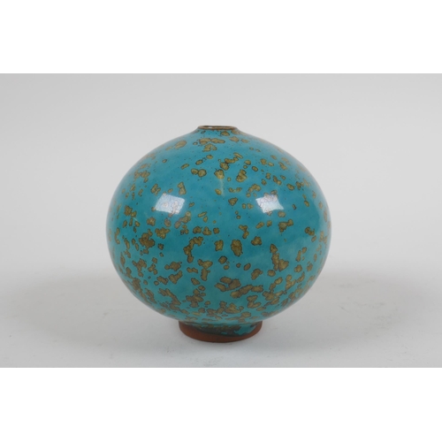 61 - A Chinese turquoise speckle glazed redware vase, 9cm high