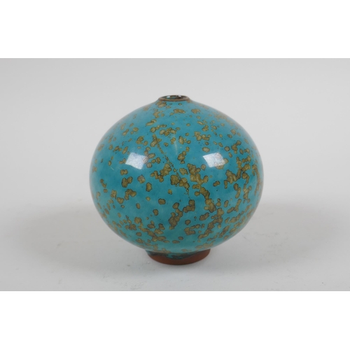 61 - A Chinese turquoise speckle glazed redware vase, 9cm high