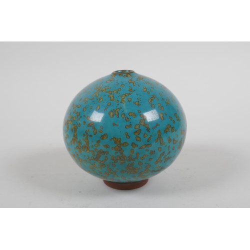 61 - A Chinese turquoise speckle glazed redware vase, 9cm high