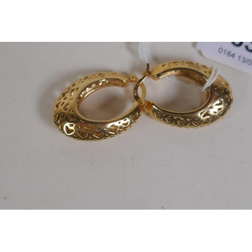 637 - A pair of 18ct gold pierced hoop earrings, 10.4g