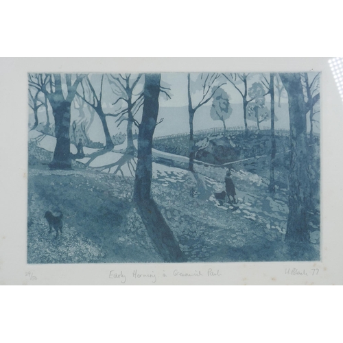 817 - Maureen Black, (British, b.1923), Early Morning in Greenwich Park, (19)77, limited edition etching, ... 