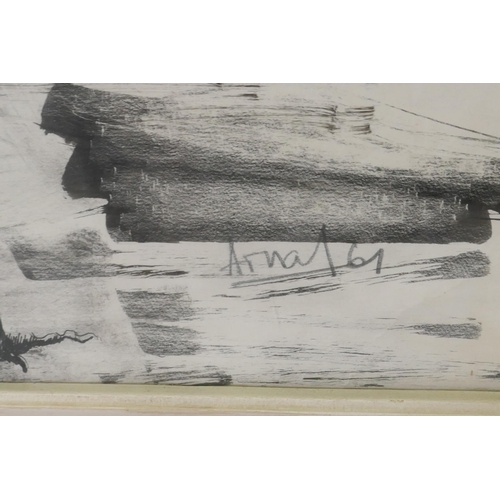 873 - Enrique Arnal, (Bolivian), study of a bird, ink and wash, signed Arnal 61, 30 x 48cm