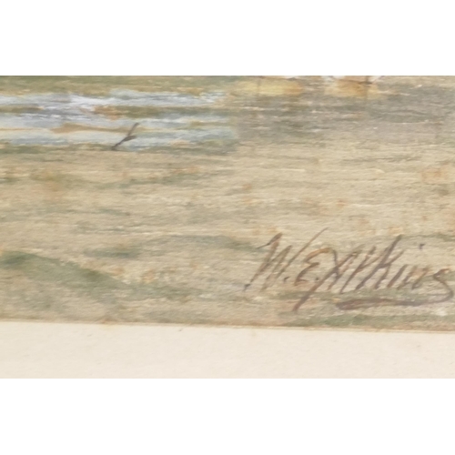 876 - W.E. Atkins, HMS Victory and St Vincent, a pair of watercolours of the ships at anchor, signed, 19 x... 