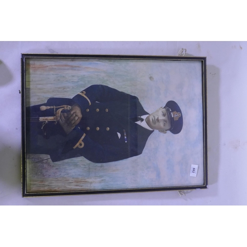 882 - Portrait of a British Naval Officer, watercolour on photographic image, late C19th/early C20th, 40 x... 