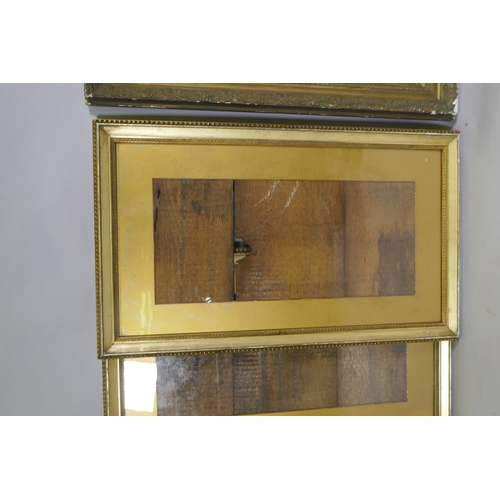 911 - Two pairs of gilt composition picture frames, rebates 60 x 40cm and 38 x 68cm