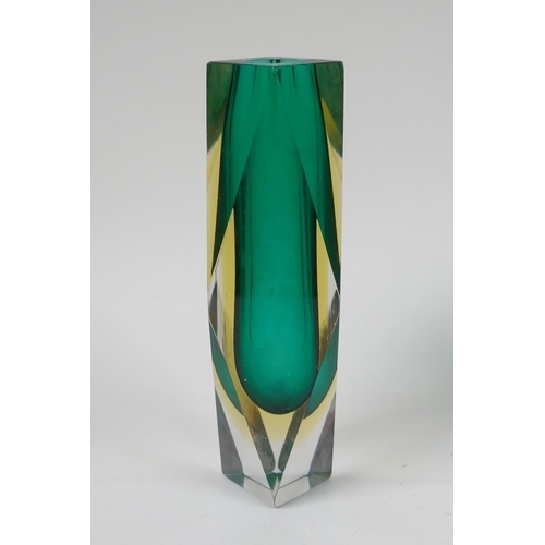 8 - Two 1960s faceted Murano 'Sommerso' glass vases, unmarked, largest 22cm high