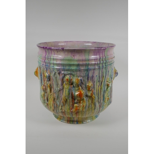 28 - A Clarice Cliff 'Delecia' jardiniere, 32cm high x 32cm diameter, AF