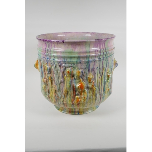 28 - A Clarice Cliff 'Delecia' jardiniere, 32cm high x 32cm diameter, AF