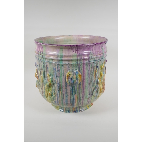 28 - A Clarice Cliff 'Delecia' jardiniere, 32cm high x 32cm diameter, AF