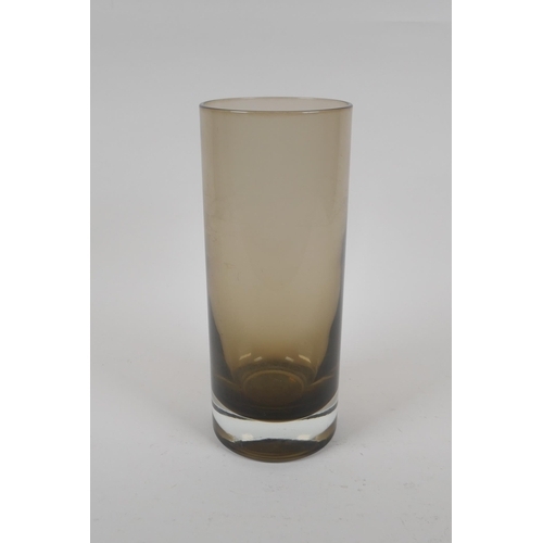 39 - A Whitefriars smoked glass vase, 24cm high