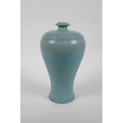 51 - A Chinese Ru ware style porcelain meiping vase, 25cm high