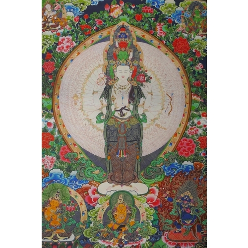 76 - A Sino Tibetan printed tangka, 67 x 90cm