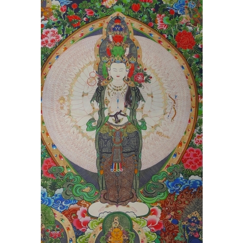 76 - A Sino Tibetan printed tangka, 67 x 90cm