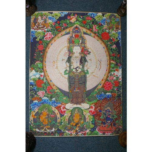 76 - A Sino Tibetan printed tangka, 67 x 90cm