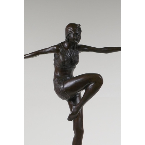 85 - After Johann Philipp, Art Deco style bronze figure of a woman dancing, 54cm high