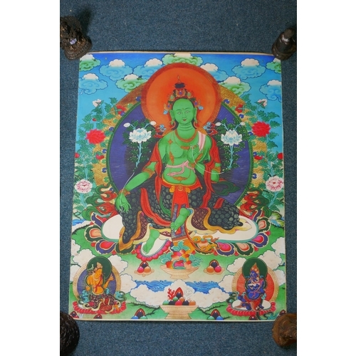 124 - A Sino Tibetan printed tangka, 70 x 90cm