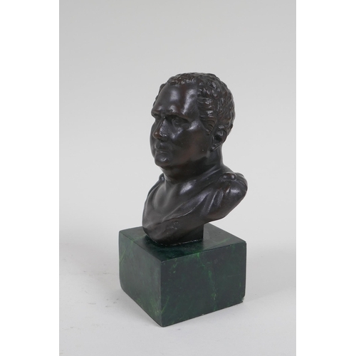 184 - A Greco-Roman style bronze bust, 14cm high