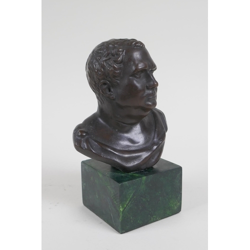 184 - A Greco-Roman style bronze bust, 14cm high