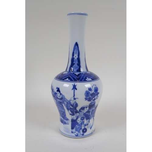 190 - A blue and white porcelain Yen Yen vase decorated with women and children in a landscape, Chinese Ka... 