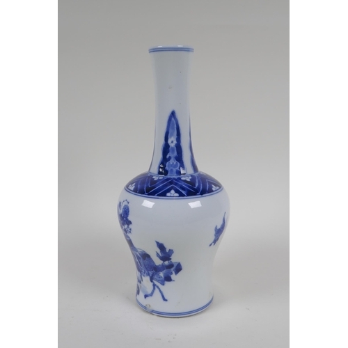 190 - A blue and white porcelain Yen Yen vase decorated with women and children in a landscape, Chinese Ka... 